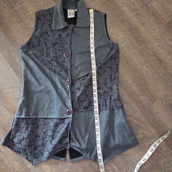 Parsley & Sage Womens Size S Sleeveless Button-Up Vest Top Floral Lace Patchwork - Picture 11 of 11